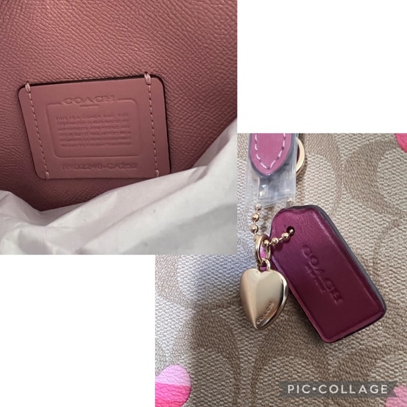 NWT COACH MOLLIE TOTE 25 IN SIGNATURE CANVAS STRIPE HEART PRINT GOLD/LIGHT KHAKI - Picture 12 of 12